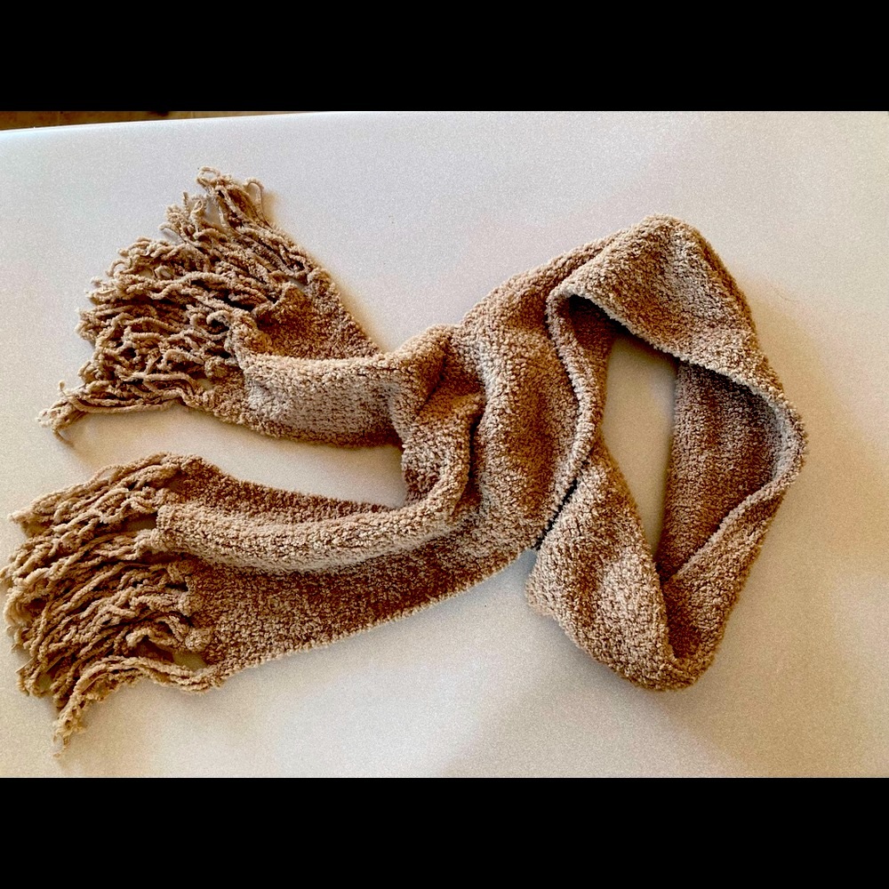 3/$25 - Sherpa style 64 x 7 inch scarf in Camel that will complete your look!